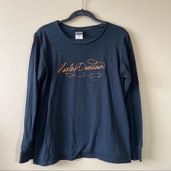 ✨ Harley Davidson Women’s Black long Sleeve Top Hollywood California XL - Picture 1 of 9